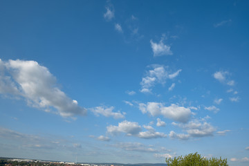 Blue sky with scattered clouds