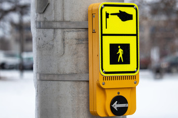 Modern Yellow Pedestrian Call Button