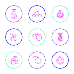 set of round buttons fruit icon