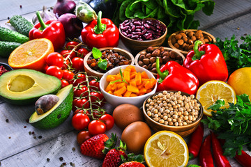 Assorted organic food products on the table