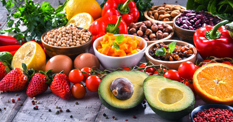 Assorted organic food products on the table