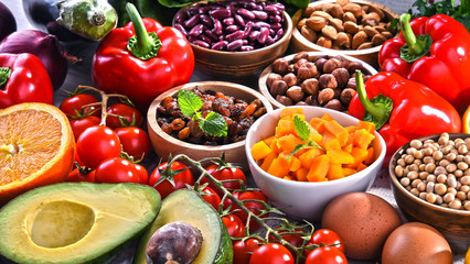 Assorted organic food products on the table