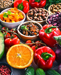 Assorted organic food products on the table