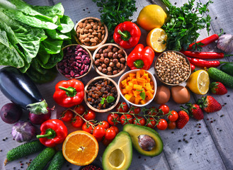 Assorted organic food products on the table