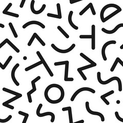 Black and white seamless geometric pattern. Hipster Memphis style.