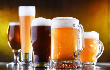Composition with five glasses of beer