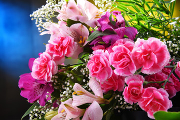 Fototapeta premium Composition with bouquet of freshly cut flowers