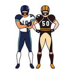 men players american football on white background