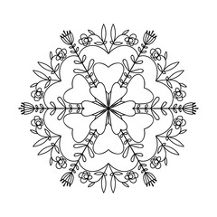 Mandala round pattern. Lacy ornament. Decorative design element. Spiritual symbol of harmony. Coloring book page for adults