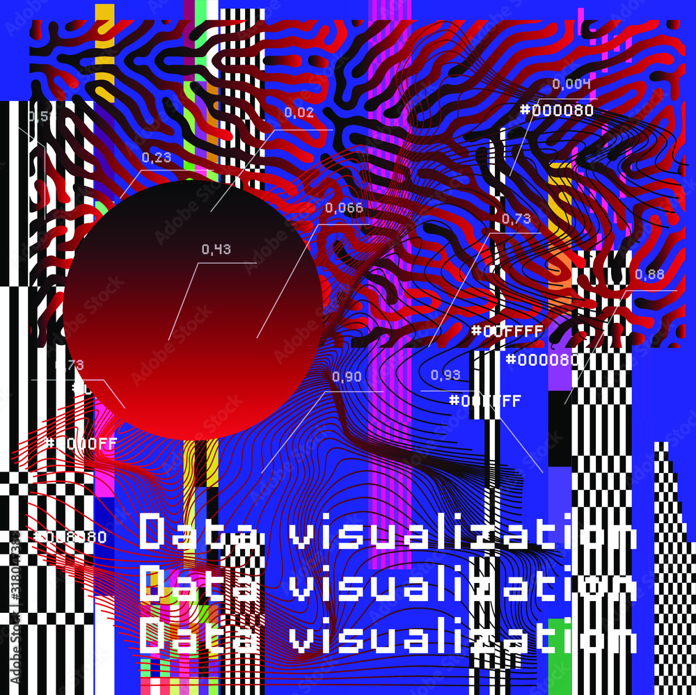 Fototapete Abstract Visualization of data and information in graph form. Conceptual 3D illustration of futuristic technology, complex systems and calculations.