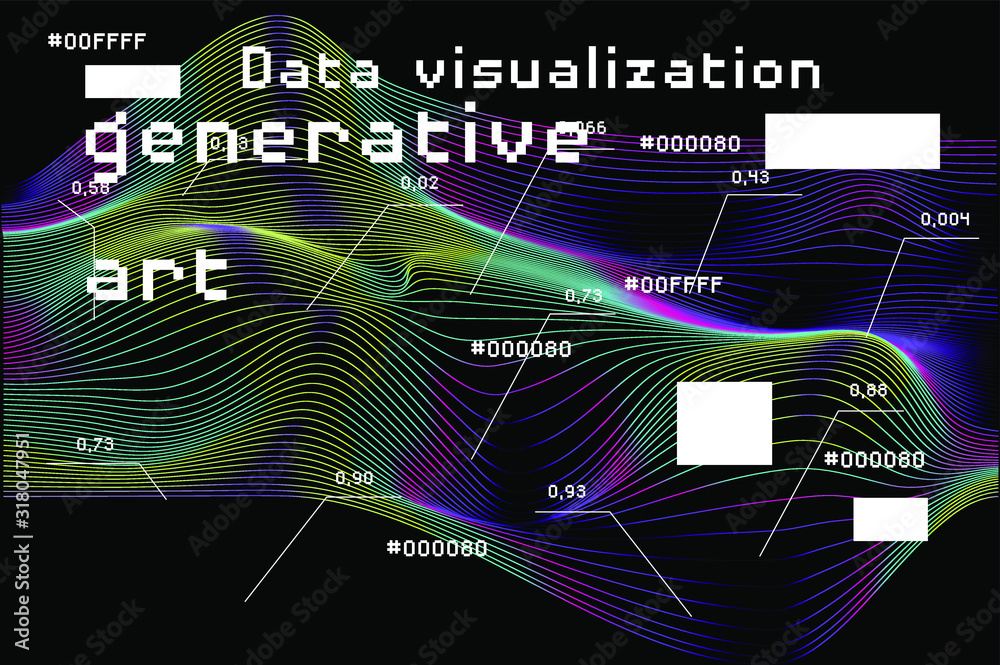 Aufkleber Abstract Visualization of data and information in graph form. Conceptual 3D illustration of futuristic technology, complex systems and calculations.