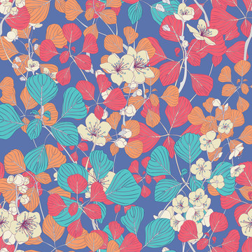 Cherry Blossom Botanical Seamless Fabric Vector Design