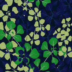 Fototapeta na wymiar Green Night Seamless Wallpaper Vector Forest