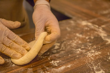 the fresh pastry under cooking