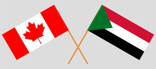 Crossed flags of Sudan and Canada