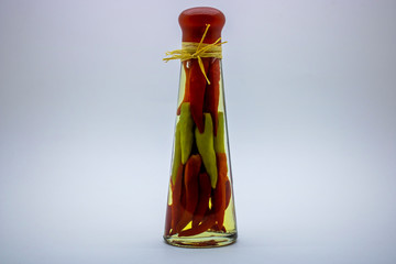 pickled peppers in a bottle decor