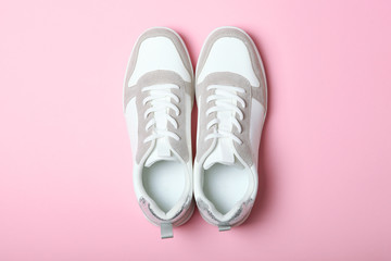 women's sneakers on a colored background. Women's shoes.