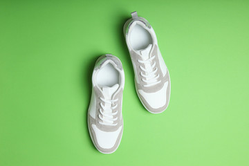 women's sneakers on a colored background. Women's shoes.