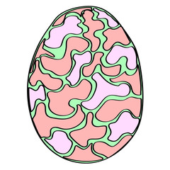 Easter hand drawn decorative ornate egg isolated on white background. Doodle cute vector element. Colored cartoon egg sign. Greeting card design, easter stickers, wrapping paper, pattern elements.