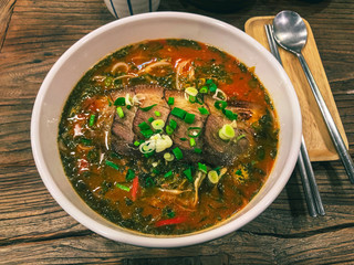 Korean spicy soup in a plate