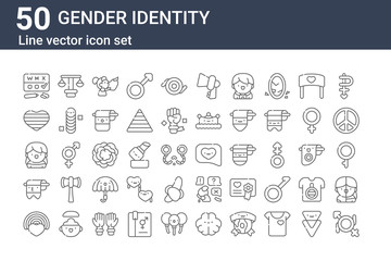 set of 50 gender identity icons. outline thin line icons such as genderfluid, rainbow, pansexual, mtf, pride, equality