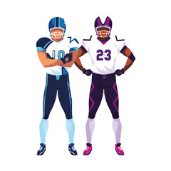 men players american football on white background