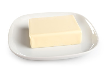 Fresh butter on white background