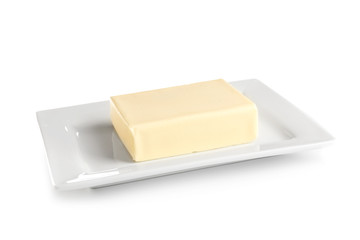 Fresh butter on white background