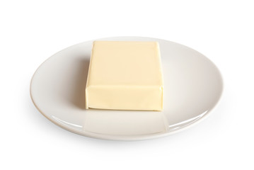 Fresh butter on white background