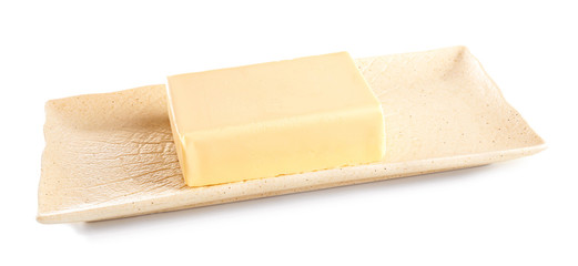 Fresh butter on white background