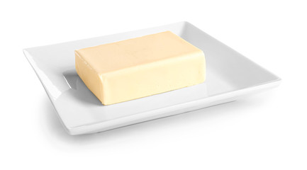 Fresh butter on white background