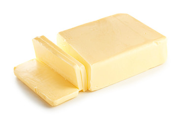 Fresh butter on white background