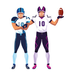 men players american football on white background