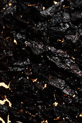 Black charcoal texture, red-hot natural mineral resource background