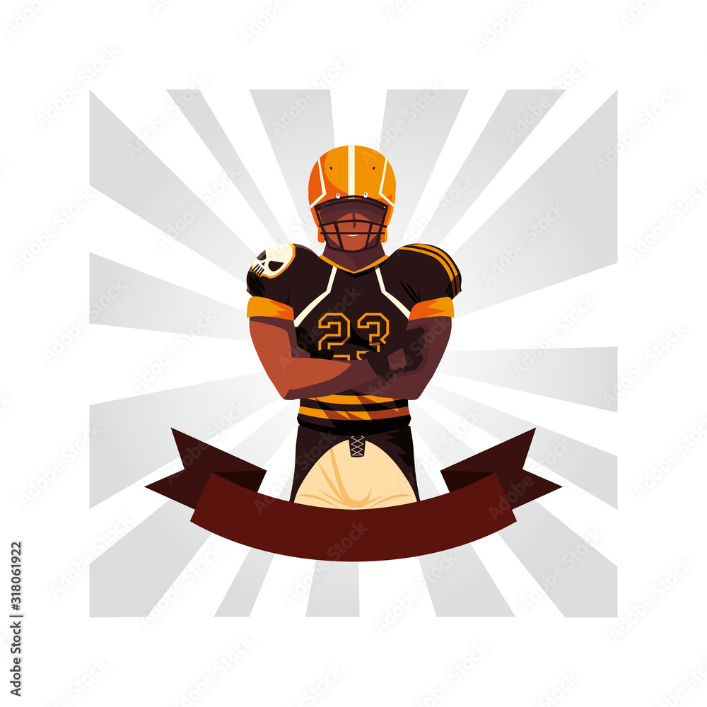 Wall mural man player american football with ribbon