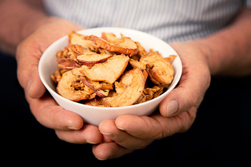 Organic homemade dried fruit chips, healthy eating