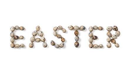 Easter written with quail eggs