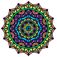 Decorative ethnic color ornament isolated on white. Good decoration for the holidays. Perfect for printing, greeting card.