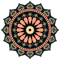 Decorative ethnic color ornament isolated on white. Good decoration for the holidays. Perfect for printing, greeting card.