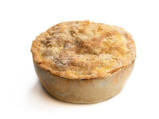 Puff pastry steak pie on isolated on white