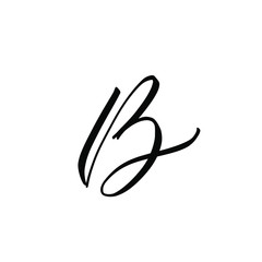 B letter brushstyle handwritten vector isolated
