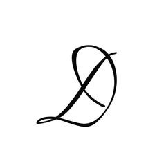 D letter brushstyle handwritten vector isolated