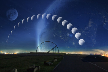 Mondphasen mit Observatorium