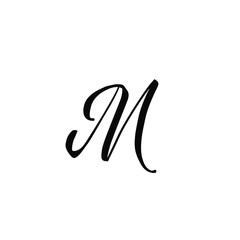 M letter brushstyle handwritten vector isolated
