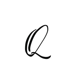 Q letter brushstyle handwritten vector isolated