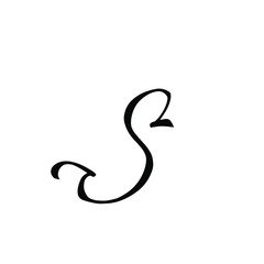 S letter brushstyle handwritten vector isolated
