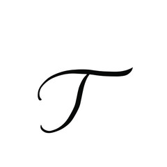 T letter brushstyle handwritten vector isolated