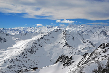 Ski area of Stubai glacier, Austria