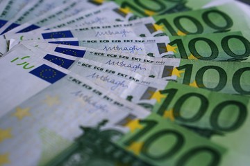 United country's payment system - euro money cash background, pile of paper euro banknotes.