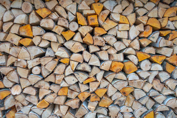 Stacked firewood for stove or fireplace